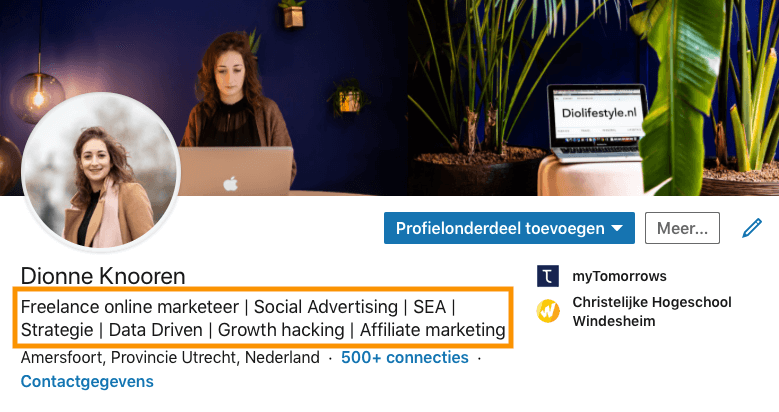 onderwerp regel op LinkedIn