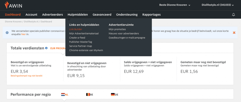 Affiliate links maken in Awin